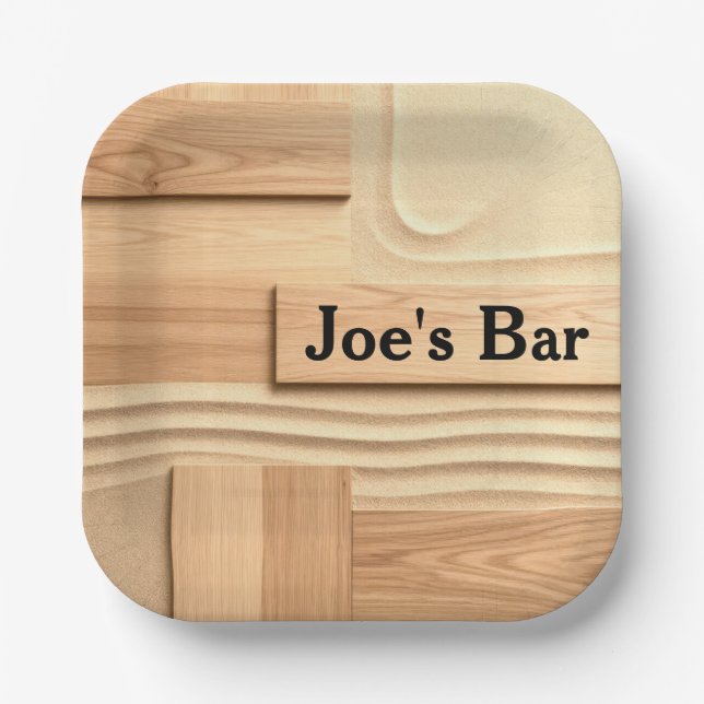 Assiettes En Carton Geometric Wood On Sand Design (Recto)