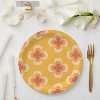 Assiettes En Carton Géométrie Rétro Fleurs Groovy 70s sur Ambre