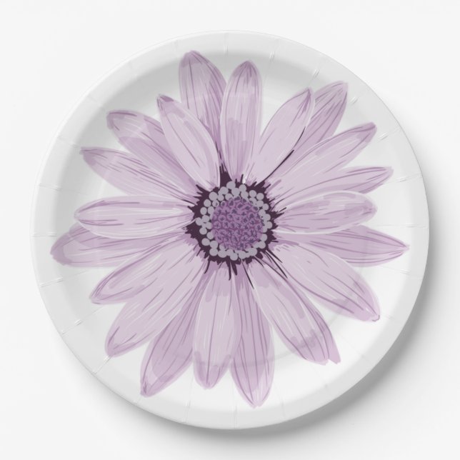 Assiettes En Carton Gerbera Violet Clair (Devant)