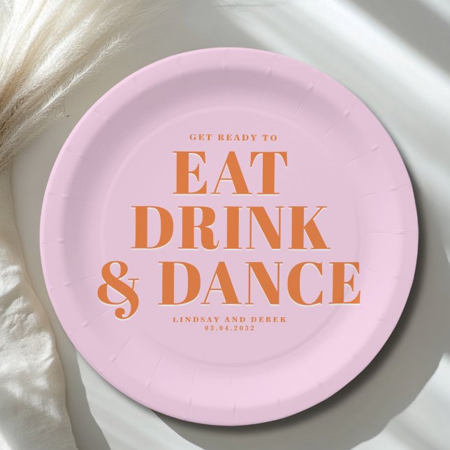 Assiettes En Carton GET READY TO EAT DRINK AND DANCE! Wedding  (GET READY TO EAT DRINK AND DANCE! Wedding Paper Plates)