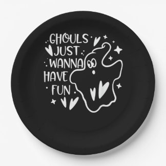 Assiettes En Carton Ghouls veut juste s'amuser amusant Halloween drôle