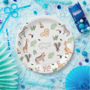 Assiettes En Carton gibier Animal With Jungle Tree