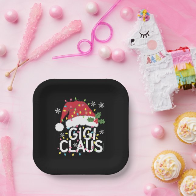 Assiettes En Carton Gigi Claus Lumières de Noël Pyjama Famille Corresp (Fête)