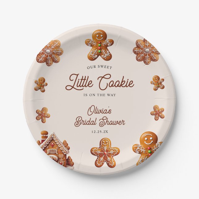 Assiettes En Carton Gingerbread House Christmas Cookie Baby Shower (Devant)