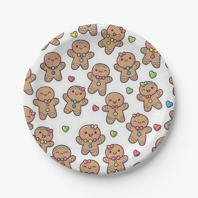 Assiettes En Carton Gingerbread Men Christmas Paper Plates (Devant)