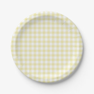 Assiettes En Carton Gingham Classique Beurre Jaune
