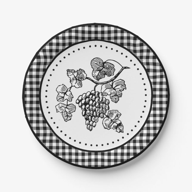 Assiettes En Carton Gingham Raisins (Devant)