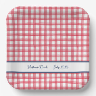 Assiettes En Carton Gingham Rouge d'Été, Carreaux du 4 Juillet