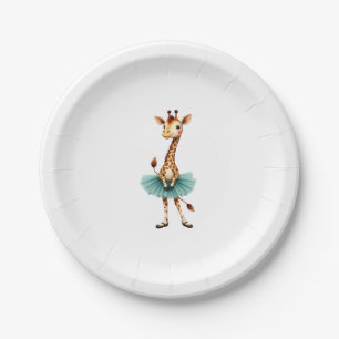 Assiettes En Carton Girafe mignonne en tutu dansant en ballerine, gif