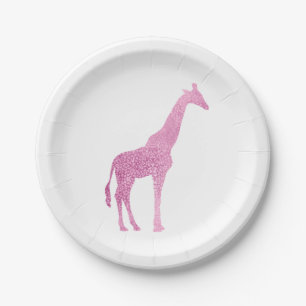 Assiettes En Carton Girafe rose