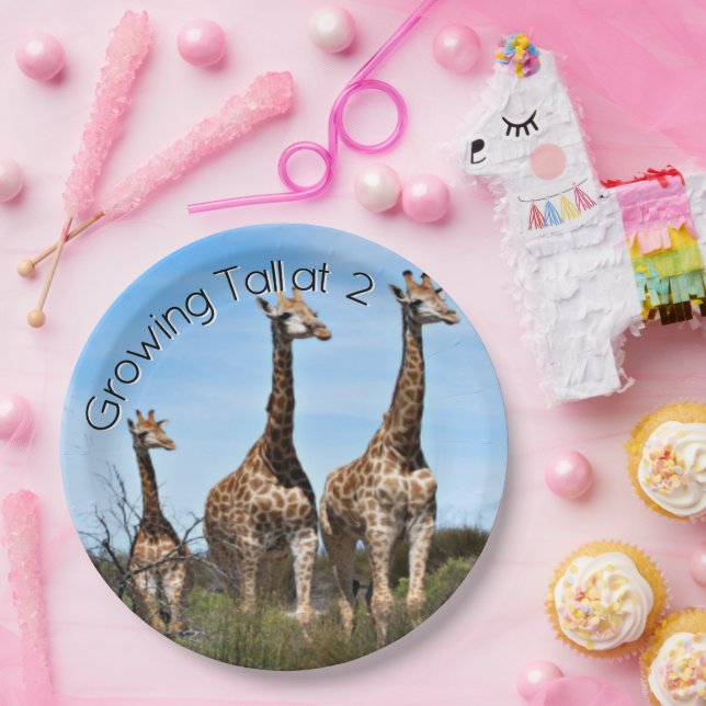 Assiettes En Carton Giraffe Family Growing Tall Birthday (Fête)