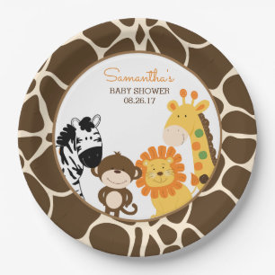 Assiettes En Carton Giraffe Imprimer Jungle Safari Animaux Plaques en