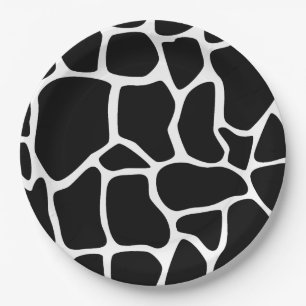 Assiettes En Carton Giraffe noir et blanc