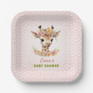 Assiettes En Carton Giraffe Rose Baby Girl Douche Parsemer la jungle s