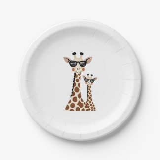 Assiettes En Carton Giraffe with Sunglasses Jungle Safari Animal Giraf