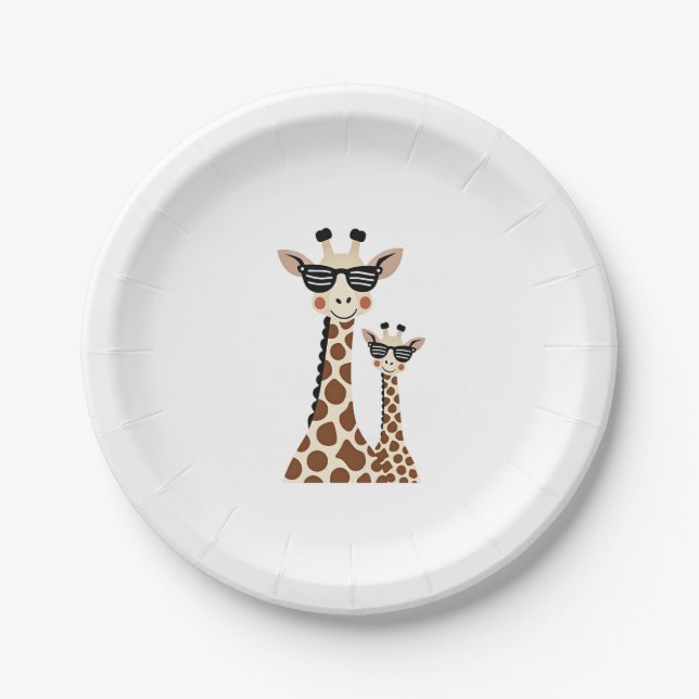 Assiettes En Carton Giraffe with Sunglasses Jungle Safari Animal Giraf (Devant)