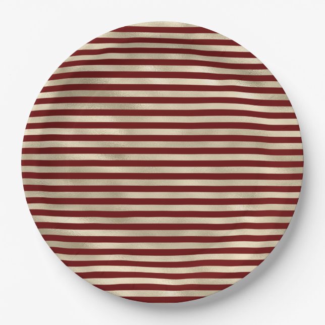 Assiettes En Carton Girl Glam Gold Red Stripes (Devant)