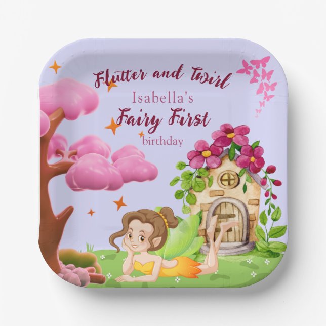 Assiettes En Carton Girls Fairy First Fairytale Mushroom Butterfly (Recto)