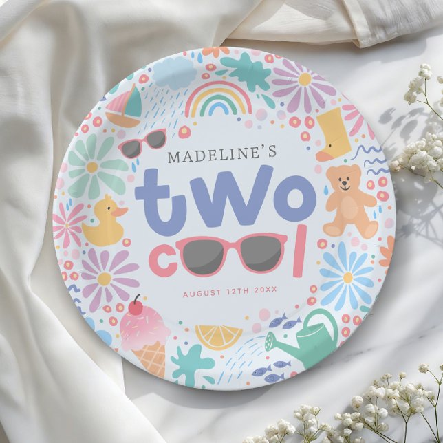 Assiettes En Carton Girls Two Cool Summer Pool Party 2nd Birthday (Créateur téléchargé)