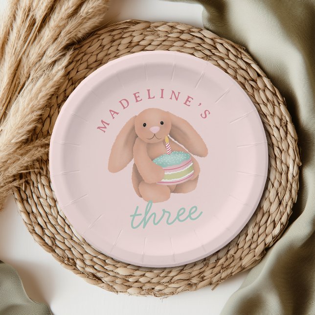 Assiettes En Carton Girly Cute Pink Bunny Cake Girls Birthday  (Créateur téléchargé)
