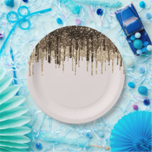 Assiettes En Carton Glaçage Anniversaire Glitter Crème Glacée au Choco