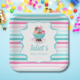Assiettes En Carton Glace à l'eau colorée Baby Shower