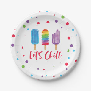 Assiettes En Carton Glace arc-en-ciel Faisons une pause Anniversaire d