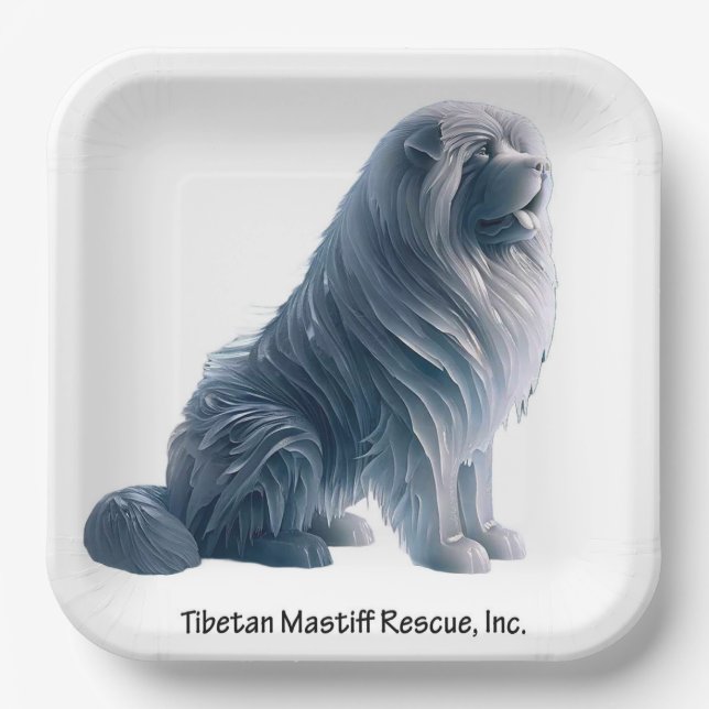 Assiettes En Carton glace assise Tibétain Mastiff plaque papier 9"² (Recto)