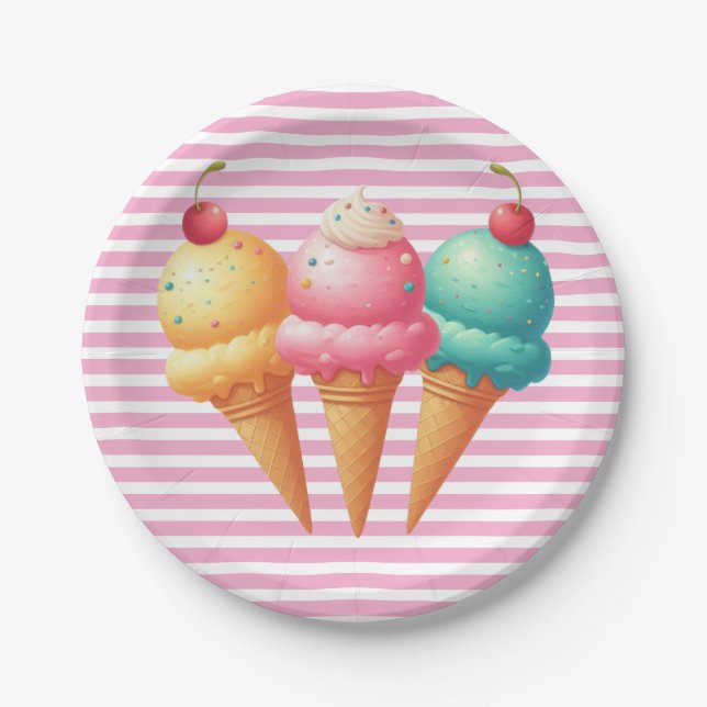 Assiettes En Carton Glace colorée (Devant)