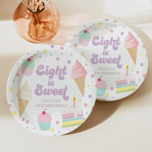 Assiettes En Carton Glace et gâteau huit ans c'est doux  8e anniversai