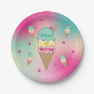 Assiettes En Carton Glace Salon Chariot Arc-en-ciel Paillettes Anniver