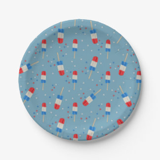 Assiettes En Carton Glaces Rouges Blanches Bleues Avec Étoiles - Fête