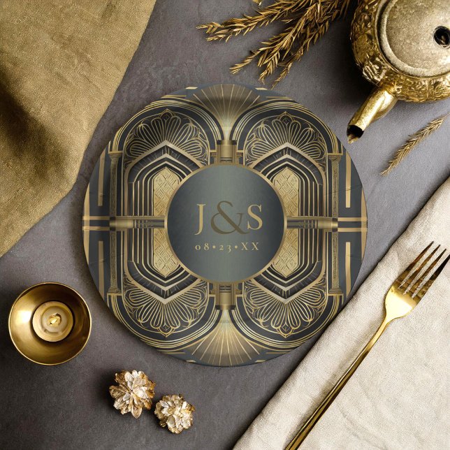 Assiettes En Carton Glam Art Deco Mariage ID1033 (Créateur téléchargé)