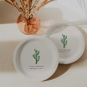 Assiettes En Carton Glam Cactus Mariage