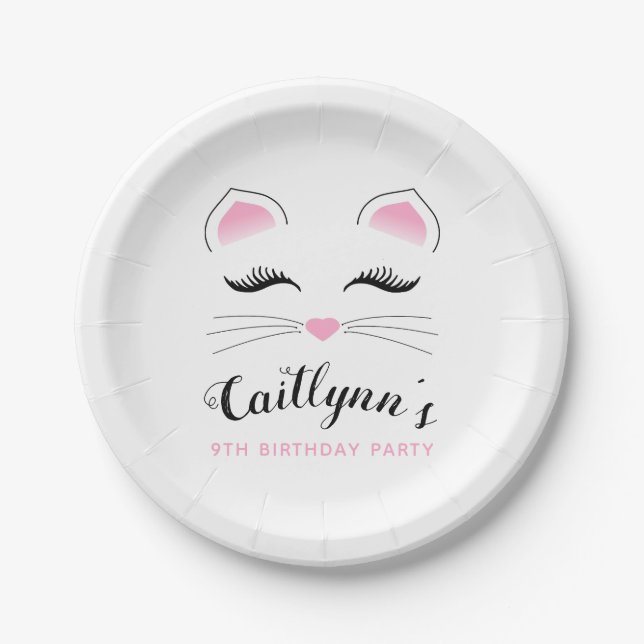 Assiettes En Carton Glam Cat fête d'anniversaire (Devant)