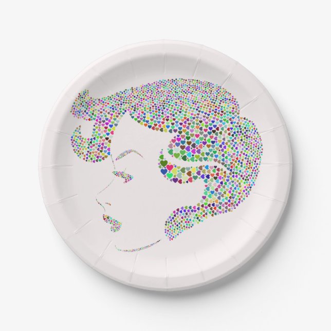 Assiettes En Carton Glam girl with hearts (Devant)