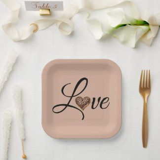Assiettes En Carton Glam Leopard Heart Love Design
