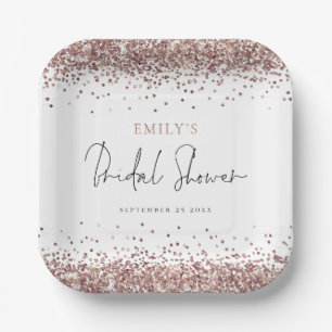 Assiettes En Carton Glam Rose Gold Pailletés Enterrement de Vie de Jeu
