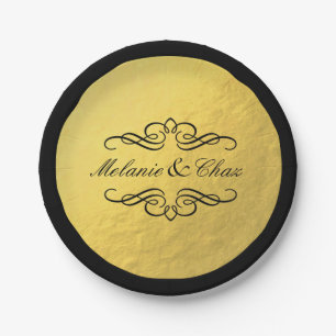 Assiettes En Carton Glam Tourbillonnant or fleurir Mariage Outline Foi