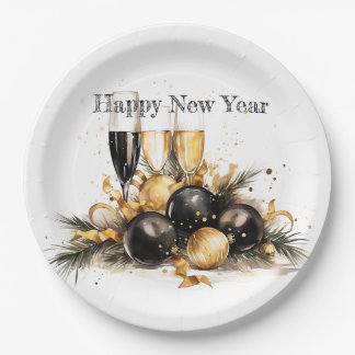 Assiettes En Carton 🍾 🎉 Glamour Nouvel An Plaques de Soirée 🥂 ✨