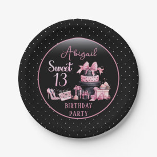 Assiettes En Carton Glamour Rose Noir Mode Douce 13 Fête d'anniversair