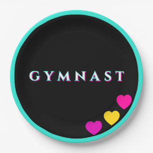 Assiettes En Carton Glitch Texte Gymnastique Gymnaste Coeur