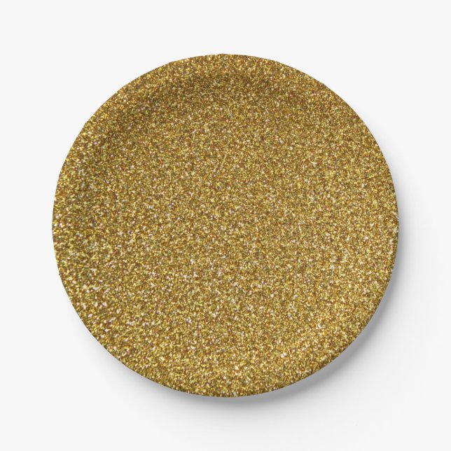 Assiettes En Carton Glittery Gold Sparkle Baby shower Anniversaire Mar (Devant)
