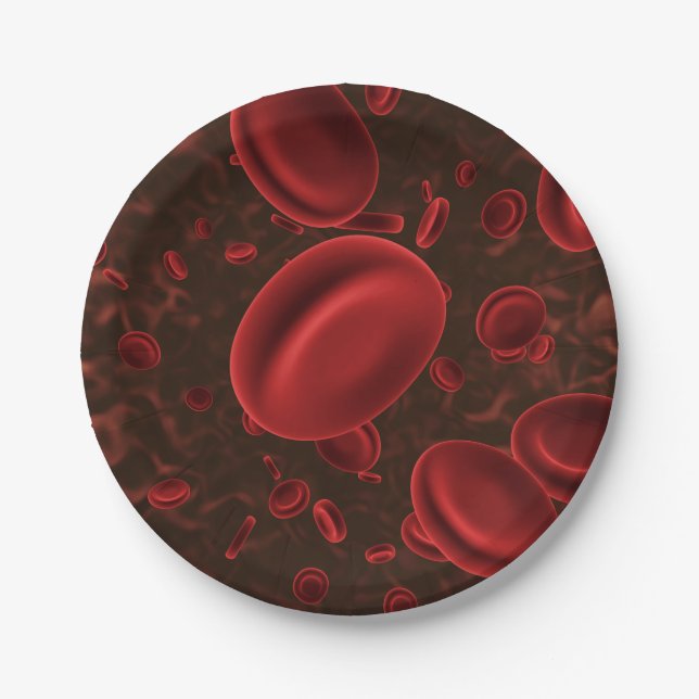 Assiettes En Carton Globules Rouges Microscopiques (Devant)
