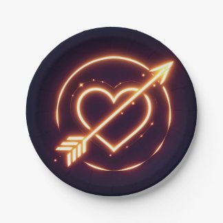 Assiettes En Carton glowing image of a heart with cupid's arrow