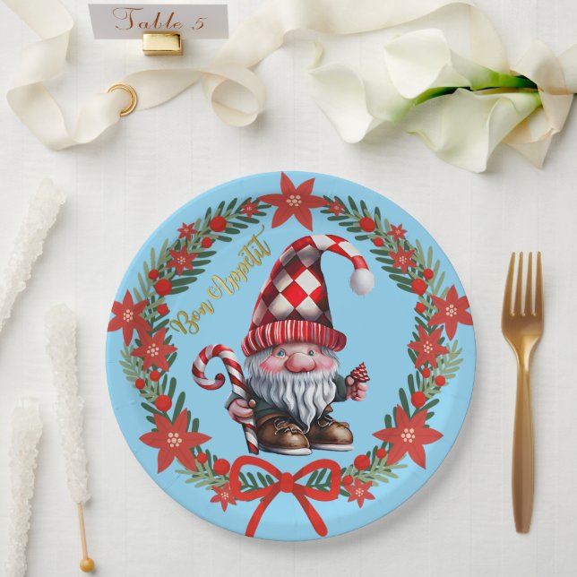 Assiettes En Carton Gnome Bon Appétit Holiday Plate (Mariage)