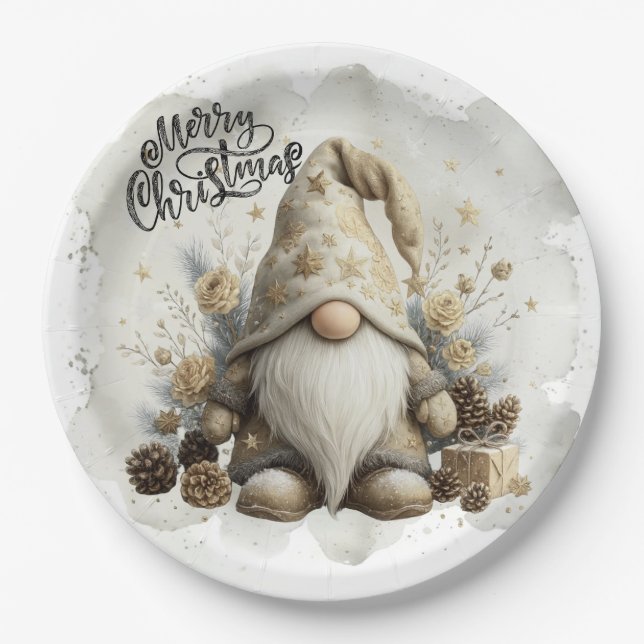 Assiettes En Carton Gnome Christmas Plate (Devant)