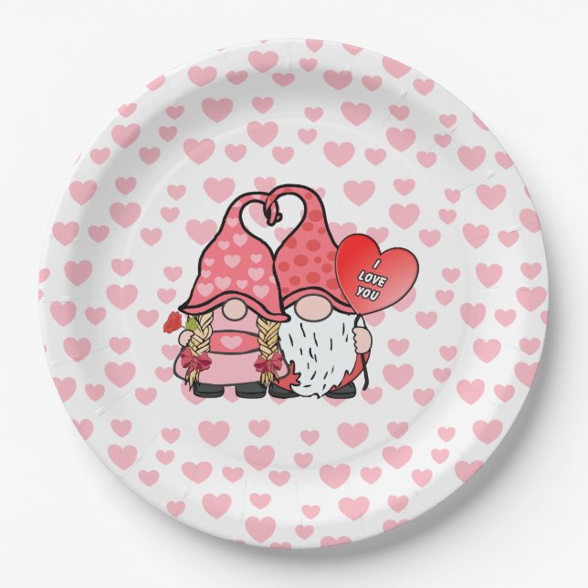 Assiettes En Carton Gnome Couple (Devant)