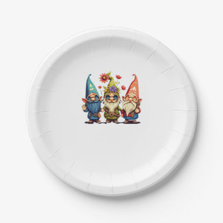 Assiettes En Carton Gnome Cute et drôle gnome Hippie tournesol paix