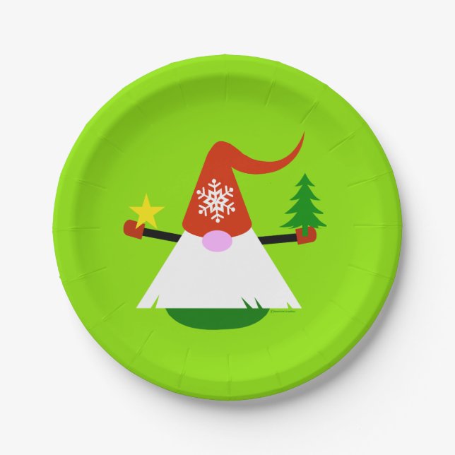 Assiettes En Carton Gnome de Noël  (Devant)